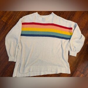 American Eagle Outfitters Textured Knit Sweater with Red Accent oversized xs